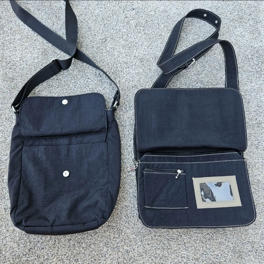 TWO Baggallini Nylon Crossbody Black Shoulder Bags Purse Organizer LOTS POCKETS